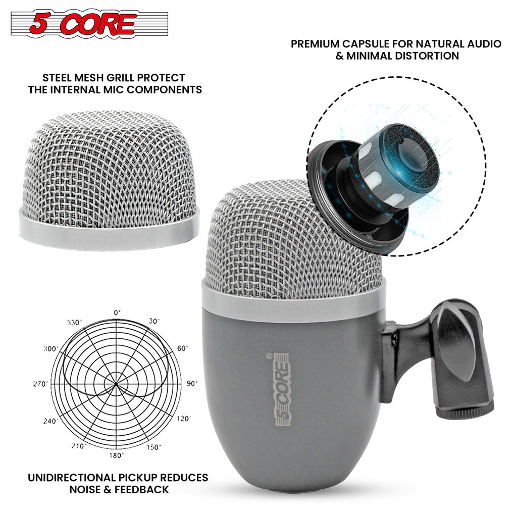 5 Core Conga Mic Snare Tom Cardioid Dynamic Microphone for Drummer Precision Instrument Sound Pickup - CONGO 2 GREY & CONGO 3 GREY (Copy) Doba