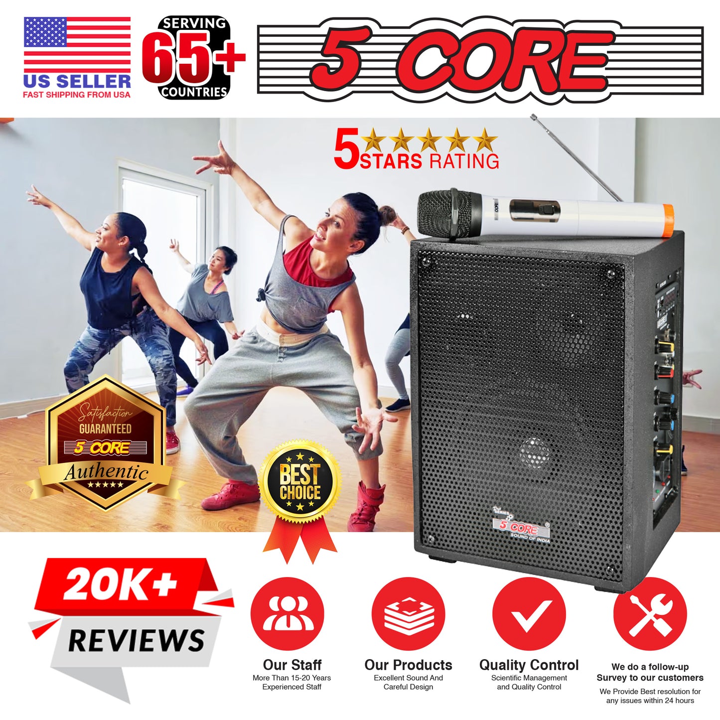 5 Core PA Speaker 40W Portable PA System w Wireless Mic Small Rechargeable Public Speaking Machine -  PDJ-2006BT