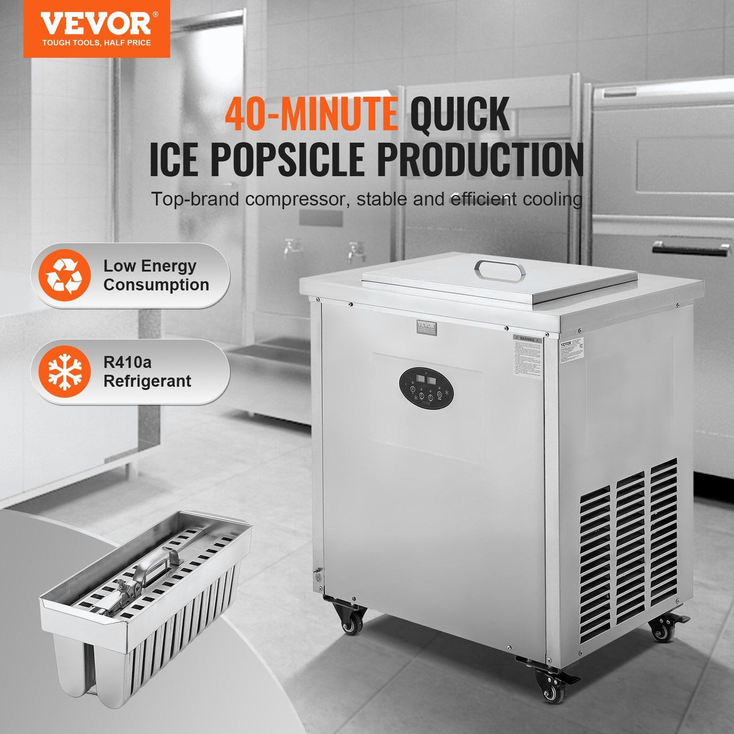 VEVOR Commercial Popsicle Machine Single Mold Set - 40 PCS Ice Pops Lolly Maker