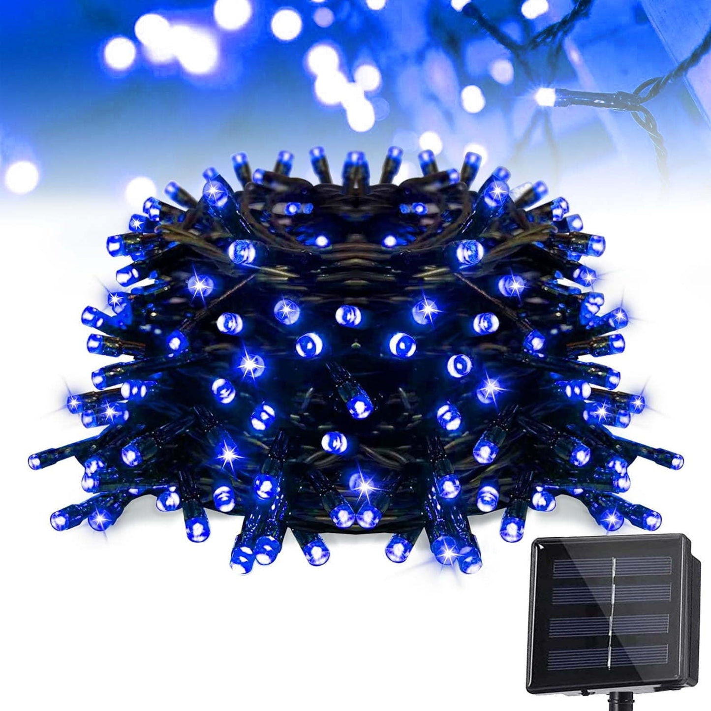 72 FT 200 LED Solar String Lights, Outdoor Solar Christmas Lights, Waterproof Solar Fairy Lights for Garden, Fence, Party Decorations, Blue