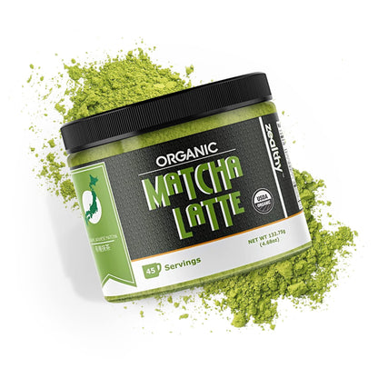 Organic Matcha Latte Pure Japanese Tea Blend with Ashwagandha and Maca Matcha Tea Powder with Natural Coconut Milk and Vanilla No Added Sugar 4.68 oz 45 Servings