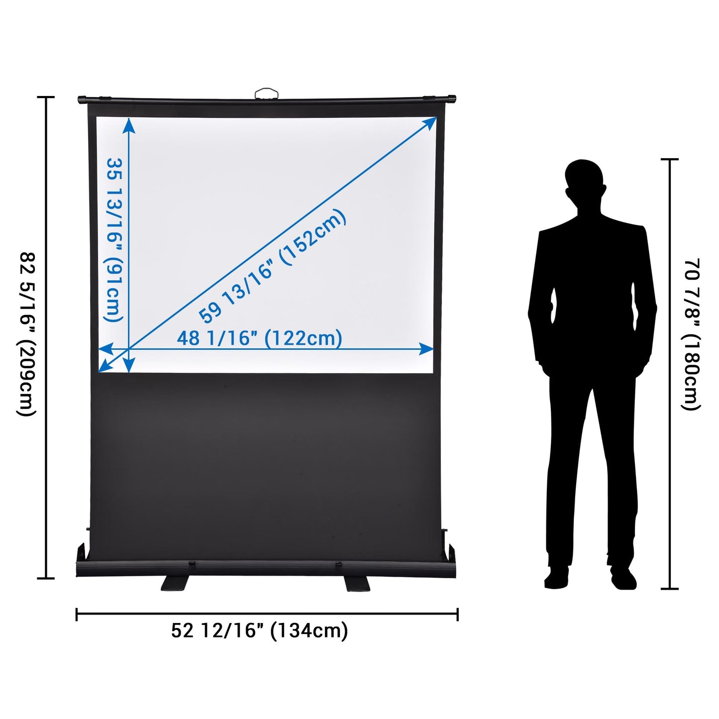 60in Diagonal 4:3 Pull-up Projection Screen 48x36in Floor Stand