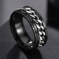 Mens Stainless Steel Rotatable Chain Style Black Ring