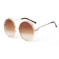 SHAUNA Vintage Oversize Round Sunglasses Women Alloy Around Hollow Frame Brand Designer Fashion Circling Frog Sun Glasses UV400