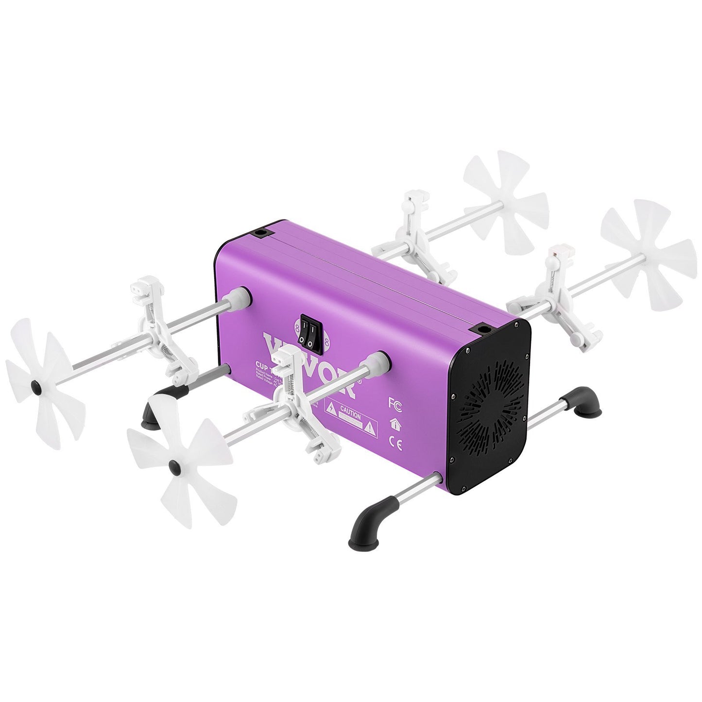 VEVOR 4 Cup Turner, 2 Speeds Multiple Tumbler Spinner Rotator Machine Kit with 4 Removable and Adjustable Arms, Mute Motor, Aluminum Alloy Frame, 4 Independent Switches for DIY Glitter Crafts(Purple)