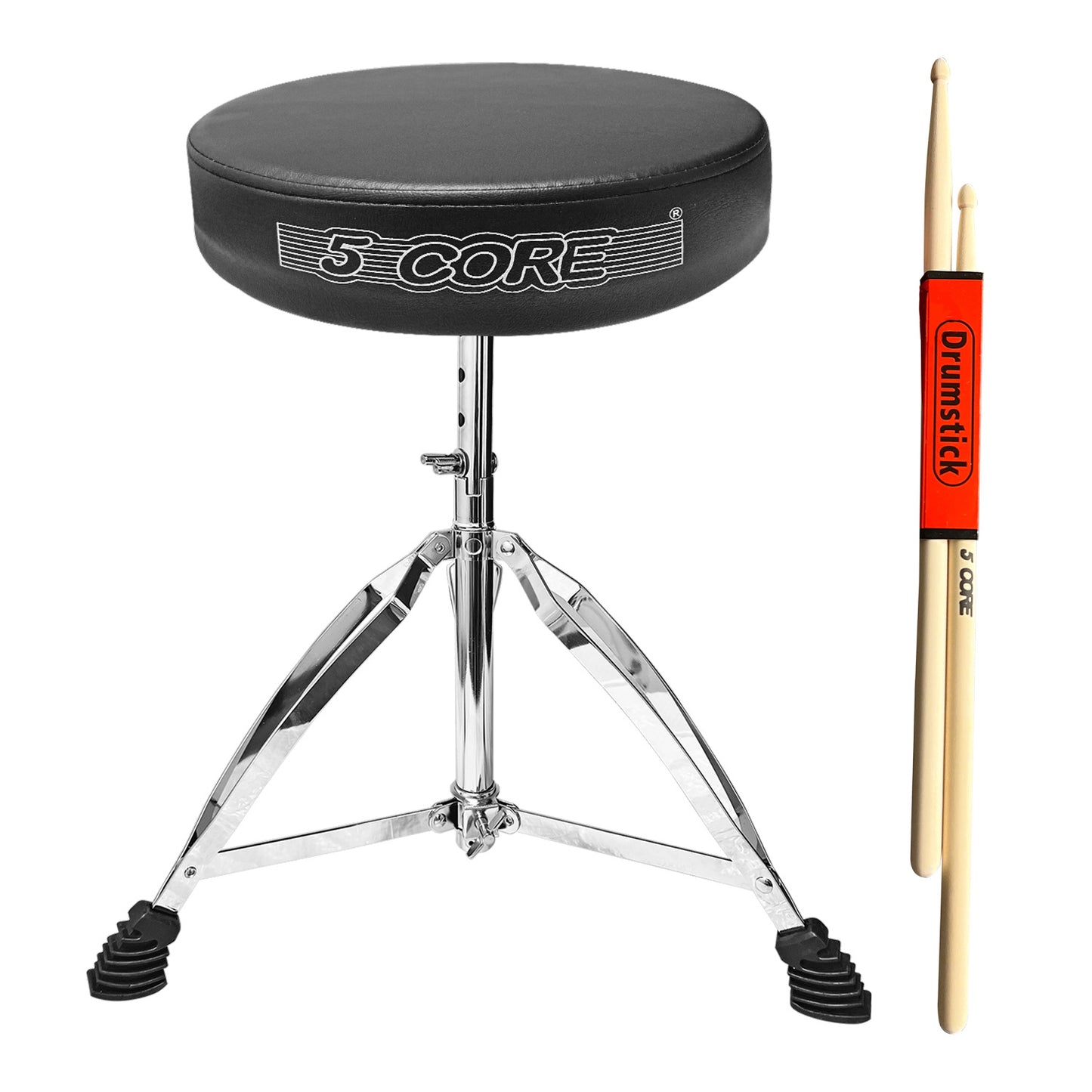 5 CORE Drum Throne Height Adjustable Guitar Stool Thick Padded Memory Foam DJ Chair Seat with Anti Slip Feet Multipurpose Musician Chair for Adults and Kids Drummer Cello Guitar Player - DS CH BLK