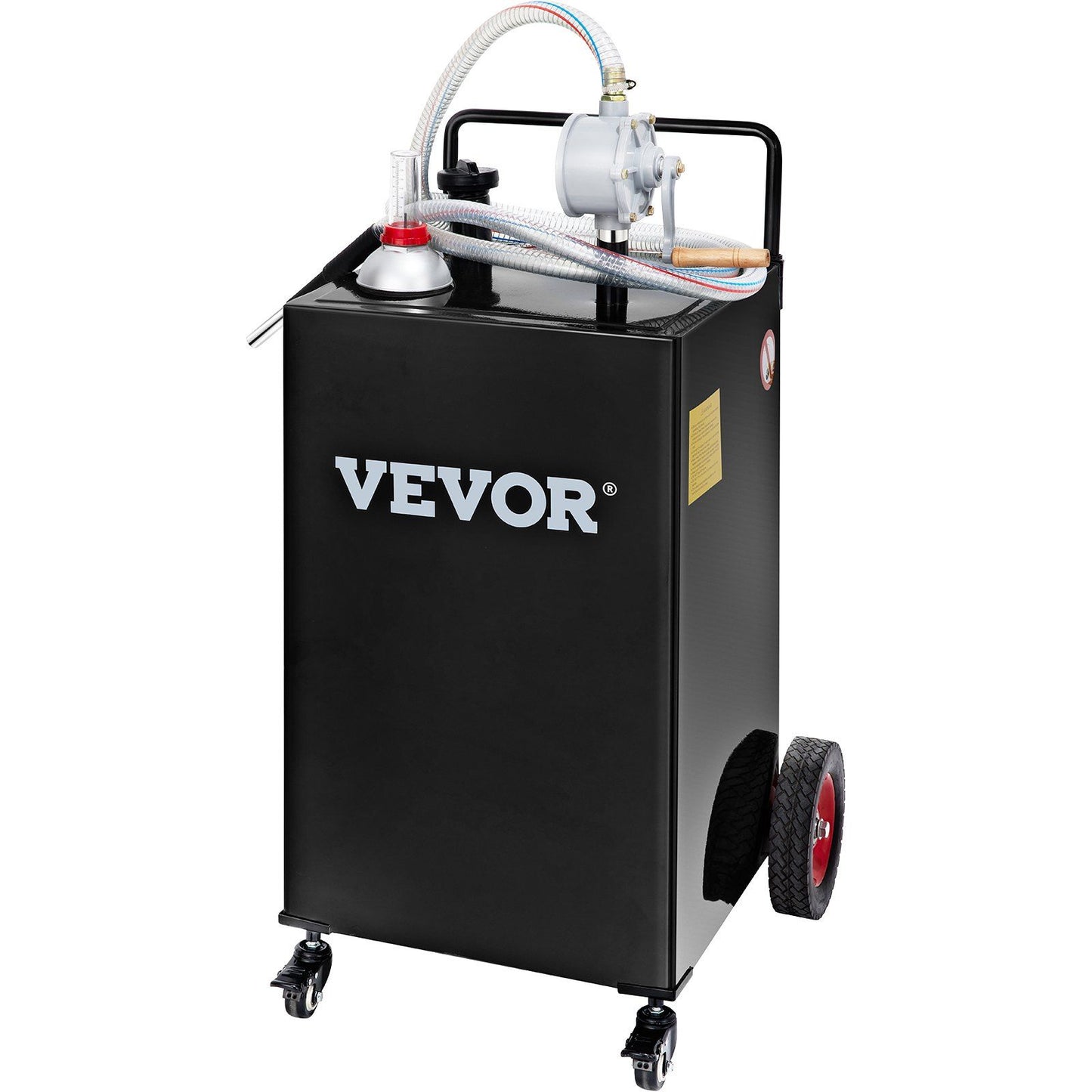 VEVOR Fuel Caddy, 35 Gallon, Gas Storage Tank on 4 Wheels, with Manuel Transfer Pump, Gasoline Diesel Fuel Container for Cars, Lawn Mowers, ATVs, Boats, More, Black