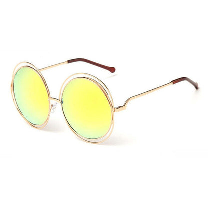 SHAUNA Vintage Oversize Round Sunglasses Women Alloy Around Hollow Frame Brand Designer Fashion Circling Frog Sun Glasses UV400