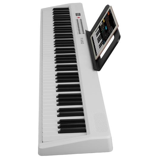 Folding Piano Keyboard 88 Keys Foldable Full Size Semi Weighted Piano Digital Electronic Piano with LCD Screen Carry Bag Mic Sheet Music Stand Sticker for Beginners Kids