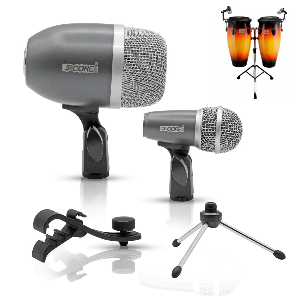 5 Core Conga Mic Snare Tom Cardioid Dynamic Microphone for Drummer Precision Instrument Sound Pickup - CONGO 2 GREY & CONGO 3 GREY (Copy) Doba