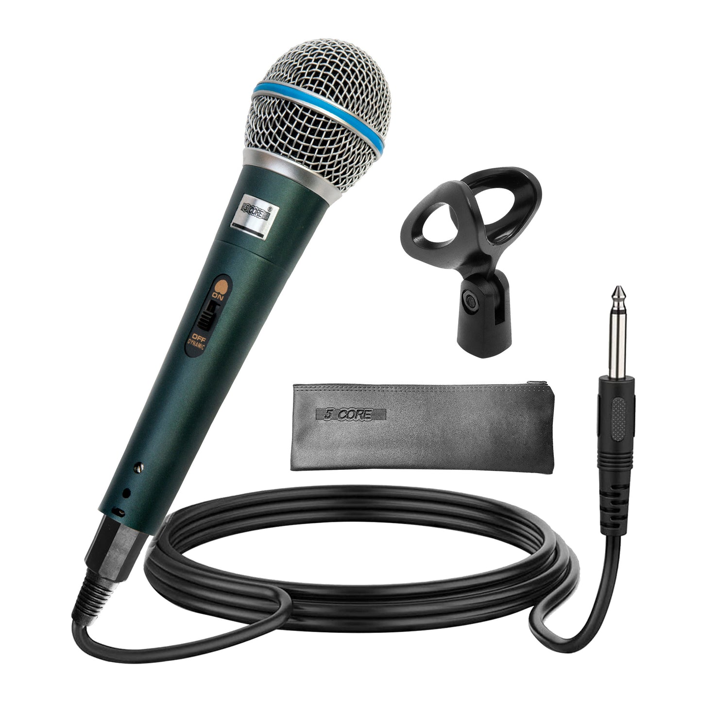 5 Core Premium Handheld Microphone Unidirectional Vocal Dynamic Cardioid Mic with Detachable 10ft XLR Cable Mic Clip Mesh Grille & ON/Off Switch Suited for Speakers Amp Mixers Karaoke Singing- BETA