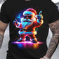 Men's 3D Printed Santa Claus T-shirt - Casual Round Neck Short Sleeved, Breathable Polyester Fiber, Suitable For Summer And Christmas Parties