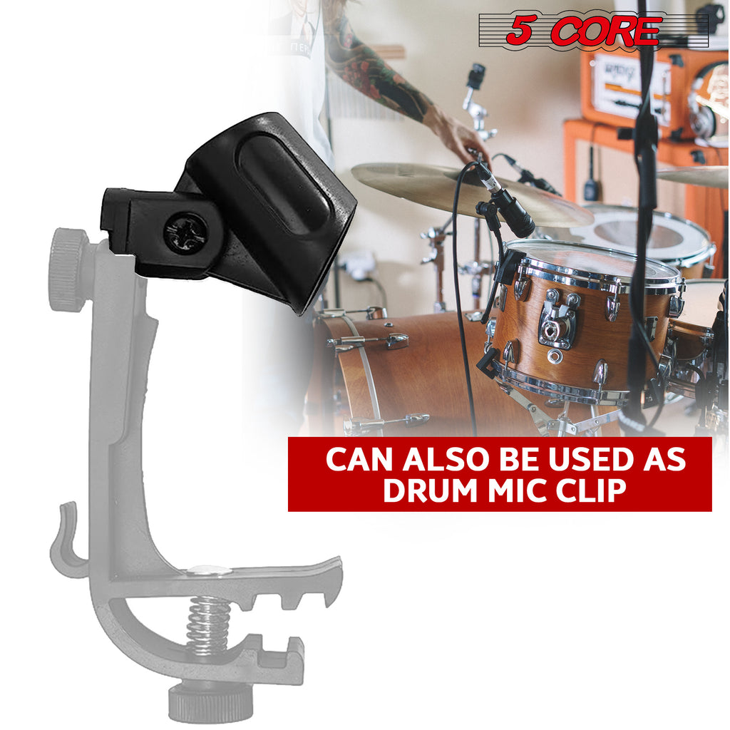 5 Core Adjustable Drum Microphone Clips 6Pcs Ring Mounting Snare Drum Clip Rim Mic Holder for Drummer Instrument Hoop Clamp Support Pencil + Dynamic Mics Clip Para Tambor De Batería MC 07 6PCS