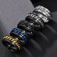 Mens Stainless Steel Rotatable Chain Style Black Ring