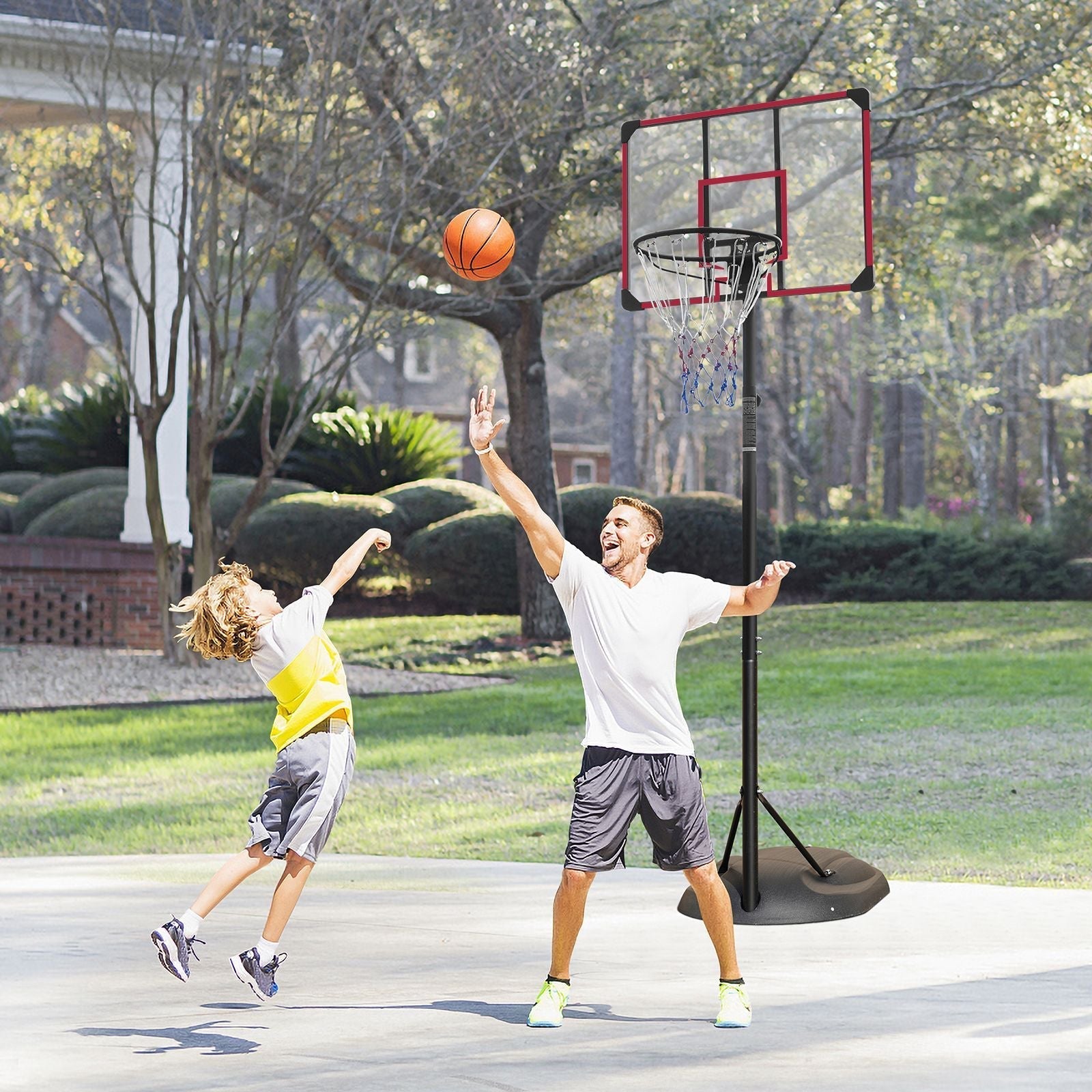 Adjustable Portable Basketball Hoop with 32" Backboard for Indoor & Outdoor Play 7.5ft - 9.2ft Core Sports & Fitness
