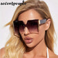 Oversized Square Rimless Sunglasses Women 2023 Luxury Brand Designer Fashion One Piece Sunglass Ladies Gradient Shades Eyewear