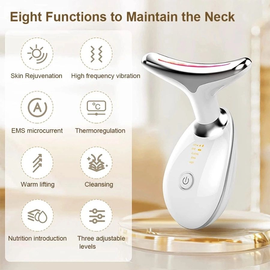 Face Massager Anti-Wrinkle Face Device 3 Modes 45°C Neck Lifting Massagers LED High Frequency Beauty Instrumen EMS Face Massage for Women