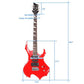 Glarry Flame Shaped Electric Guitar with 20W Electric Guitar Sound HSH Pickup Novice Guitar Audio Bag Strap Picks Shake Cable Wrench Tool Red