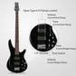 Glarry 44 Inch GIB 4 String H-H Pickup Laurel Wood Fingerboard Electric Bass Guitar with Bag and other Accessories Black