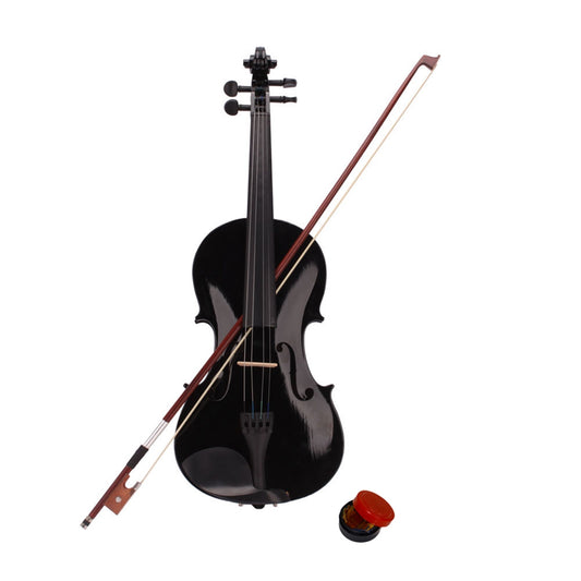 New 4/4 Acoustic Violin Case Bow Rosin Black