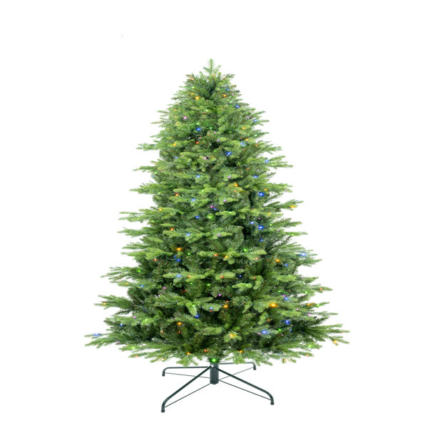 6.5ft Artificial Christmas Tree Prelit PE&PVC with Metal Stand,450 Bi-Colour LED Lights,1791 Branch Tips Green Everett Balsam Tree Easy Assembly for Indoor,Home 50 x 50 x 90 inches