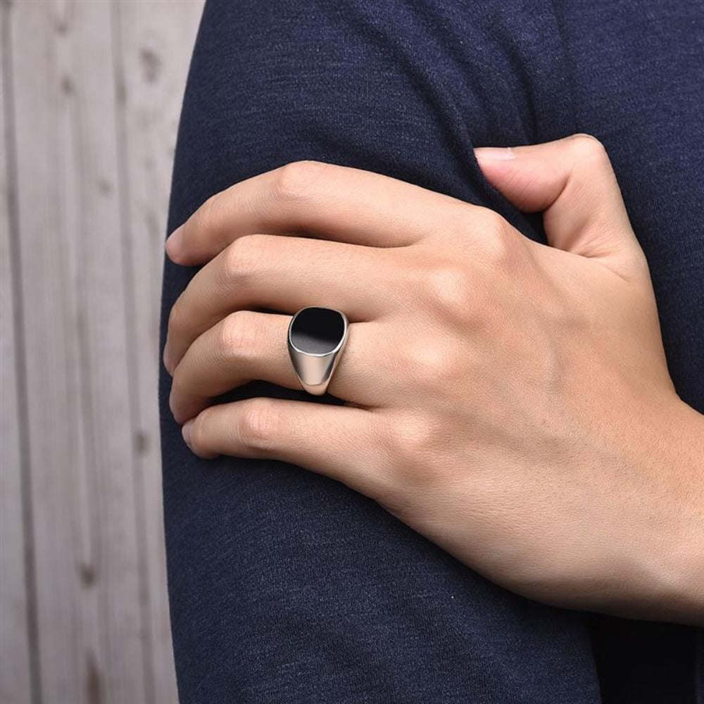 Mens Stainless Steel Signet Ring