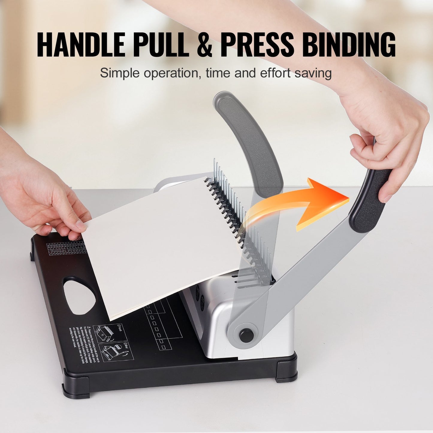 VEVOR Binding Machine, Comb Binding Machine 21-Holes Binding 450 Sheets, Book Binder Machine with 100 PCS 3/8'' Comb Binding Spines, for Letter Size, A4, A5