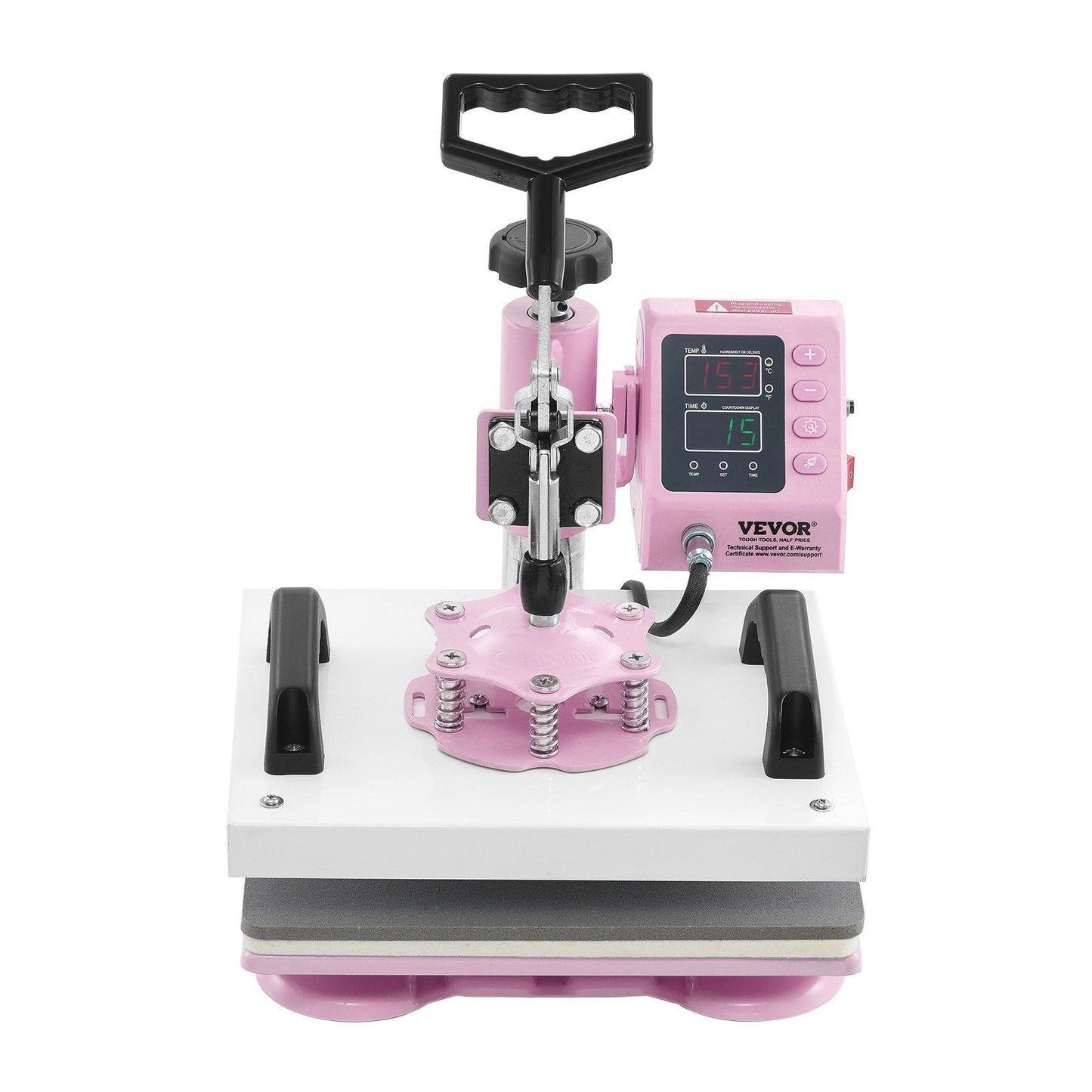 Heat Press Machine 12x10 in 2 in 1 with Hat Press for T-Shirts Caps Pink