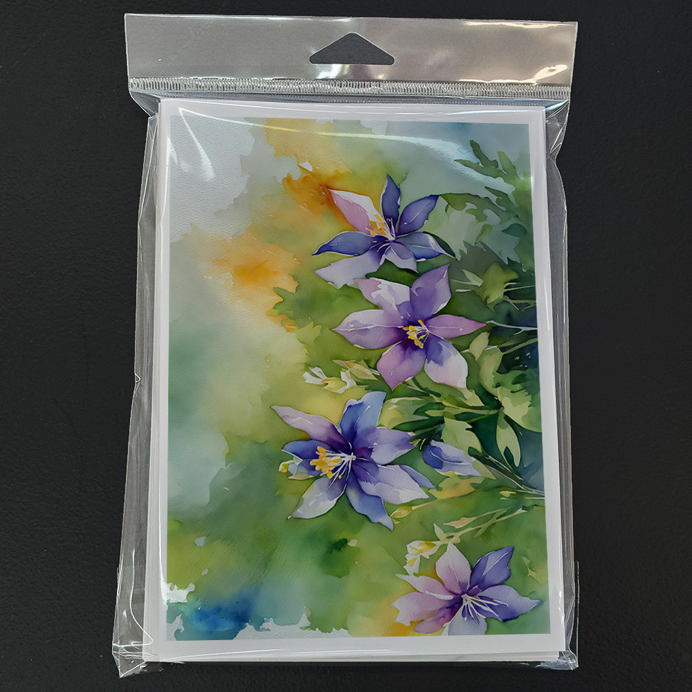 Colorado Rocky Mountain Columbine in Watercolor Greeting Cards Pack of 8 Blank Cards with Envelopes Whimsical A7 Size 5x7 Blank Note Cards