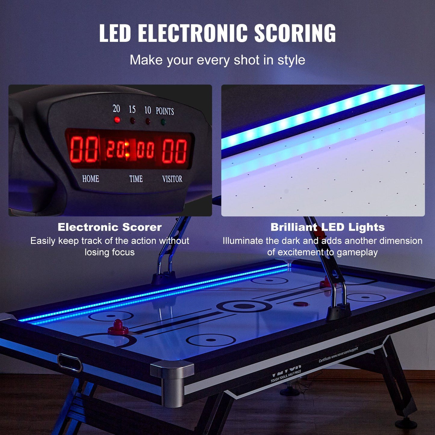 VEVOR Air-Powered Hockey Table, 89" Indoor Hockey Table