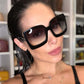 Vintage Oversized Square Sunglasses Women Luxury Brand Big Frame Sun Glasses For Women Black Fashion Gradient Female Oculos