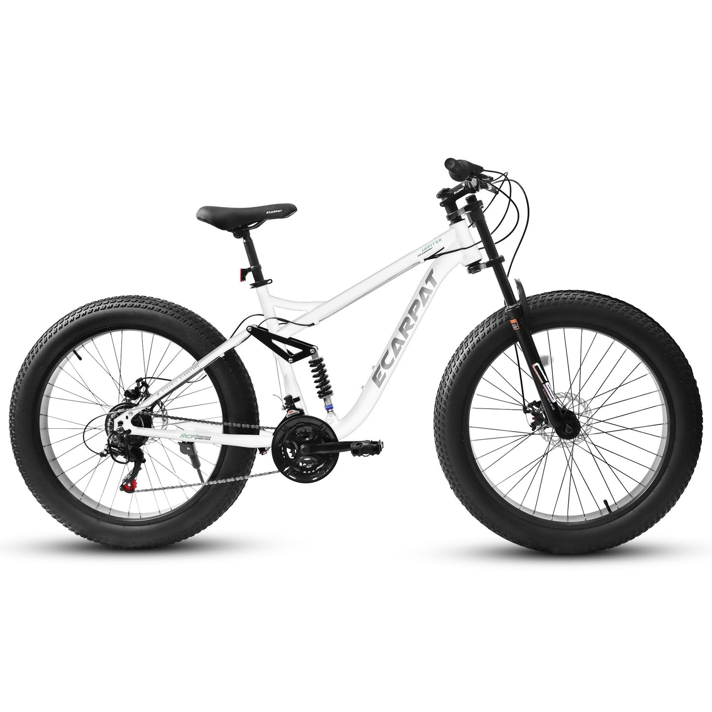 A26309 26 inch Mountain Bike,Full-Suspension 21 Speeds Drivetrain with Disc-Brake MTB Bicycle, 26*4" Fat tire Bike for Men