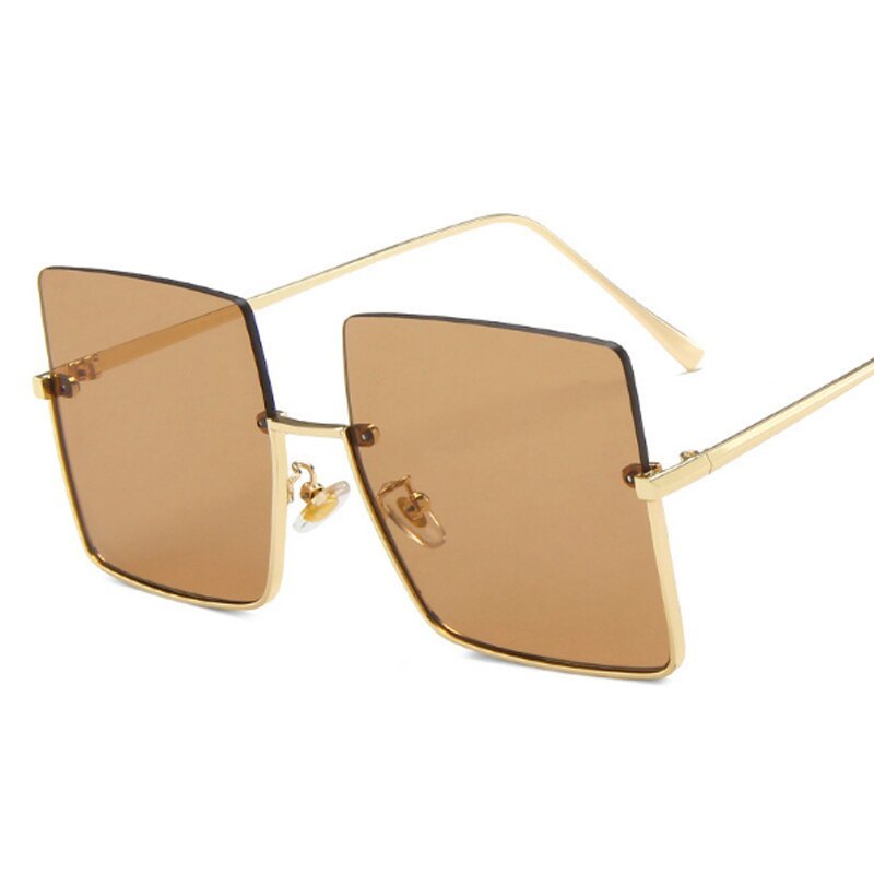 Designer Square Sunglasses Woman Fashion Luxury Oversized Sun Glasses Female Vintage Retro Big Frame Metal Oculos De Sol