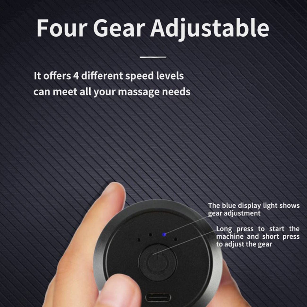 Workout Relaxation, Black Muscle Massage, Portable Body Pain Relief, Percussive Gun Deep Tissue with 4 Adjustable Speeds and 4 Heads, Muscle Massager for Office Gym Home Core Sports & Fitness