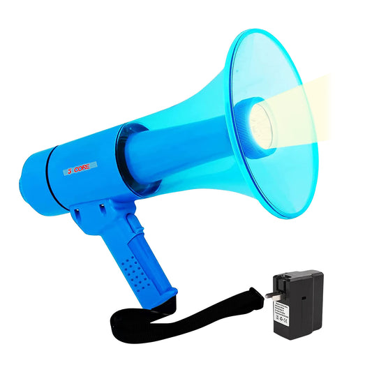 5 CORE 40W Waterproof Megaphone Bullhorn Flashlight PRO Fire Army Grade - Battery + LED Light + Adj Volume + Siren Handheld Lightweight for Water Sports Boat Speaker-HW 18 WP