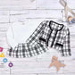 Baby Girl Contrast Design Long Sleeved Dress Combo Plaid Pattern Coat Chanel's Sets