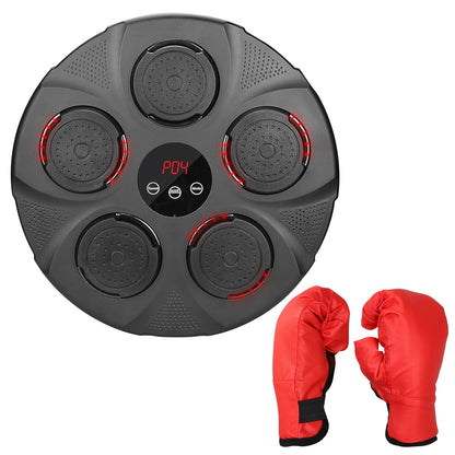 Music Boxing Machine Electronic Wall Target Punching Pad LED Lighted Sandbag Boxing Training Machine Exercise Equipment with Adult Boxing Gloves