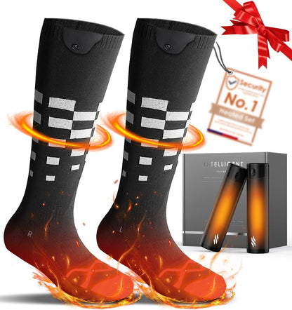 Heated Set Rechargeable - Heated Socks and Hand Warmers for Men - 2 Packs 6000mAh Electric Foot Warmers - Gifts for Camping, Hunting, Fishing and Outdoor Activities - Christmas Stocking Stuffers