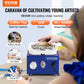 Mini Pottery Wheel, for Kids or Beginners, 2 Turntables 2.6in/3.9in Ceramic Wheel Machine, Adjustable 0-300RPM Speed ABS Detachable Basin, 17 Pottery Accessories, Work Art Craft DIY, 30W, Blue