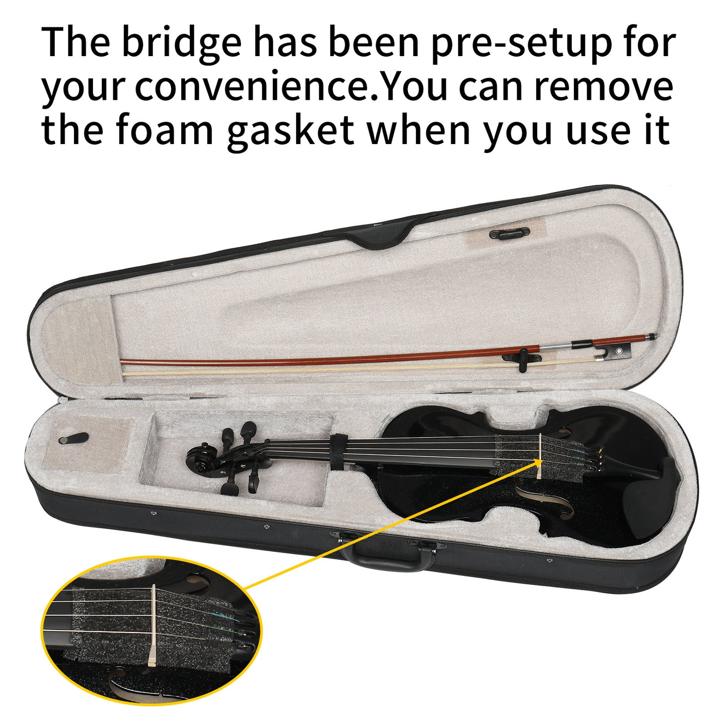 Full Size 4/4 Violin Set for Adults Beginners Students with Hard Case,Violin Bow,Shoulder Rest,Rosin,Extra Strings and Sordine