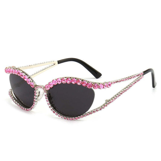 Ins New Fashion Full Crystal Shiny Sunglasses For Wome Vintage Luxury Brand Rhinestone Party Elegant Sun Glasses Female Shades