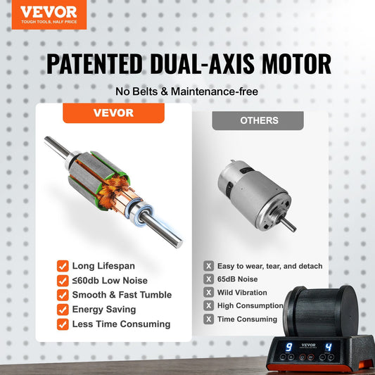 VEVOR Rock Tumbler Kit 1lb Rock Polisher Rough Gemstones 4 Polishing Grits