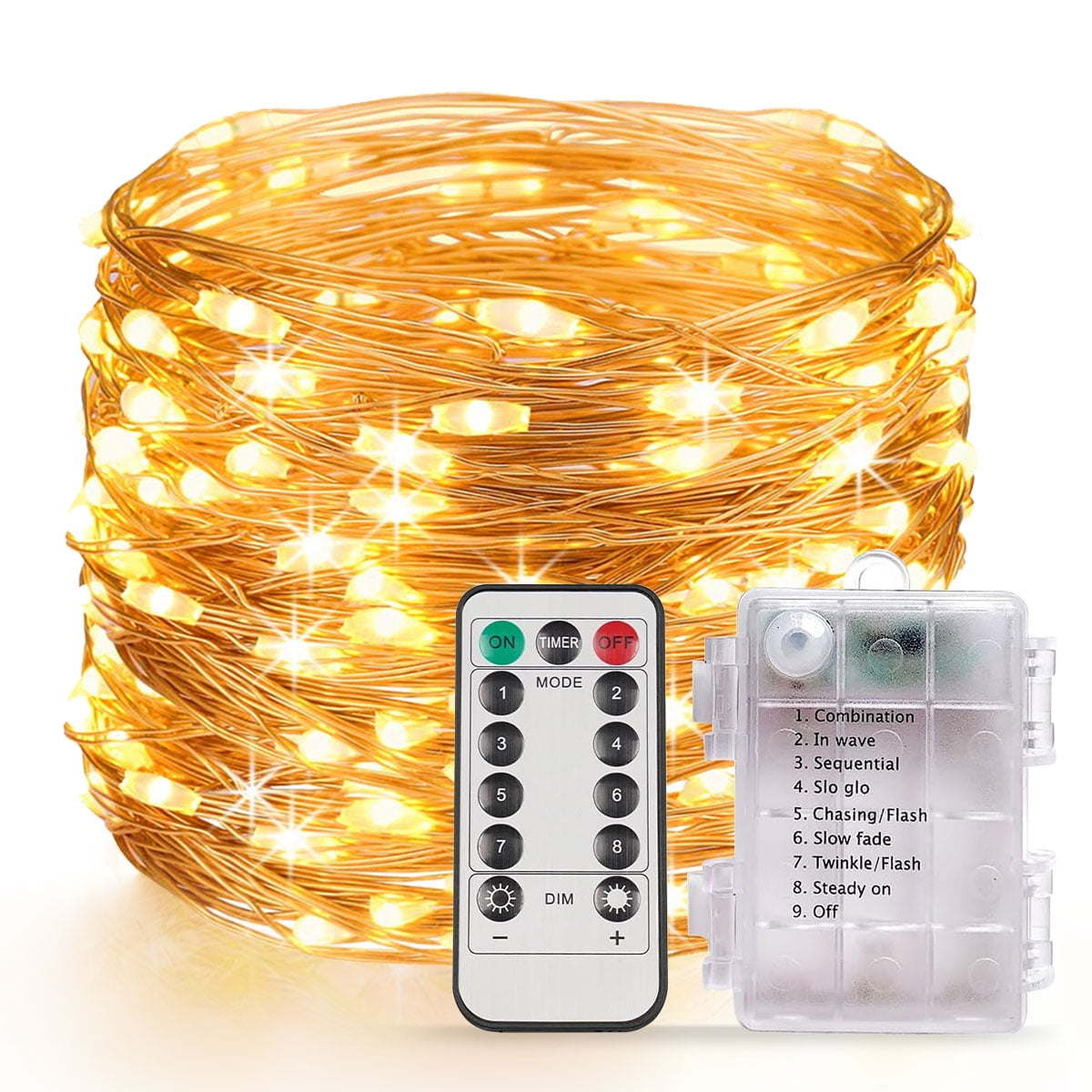 66 Feet 200 LED Fairy Lights with Remote Timer, Battery Operated Twinkle String Lights for Bedroom, Garden, Party, Christmas Indoor and Outdoor Decors Warm White