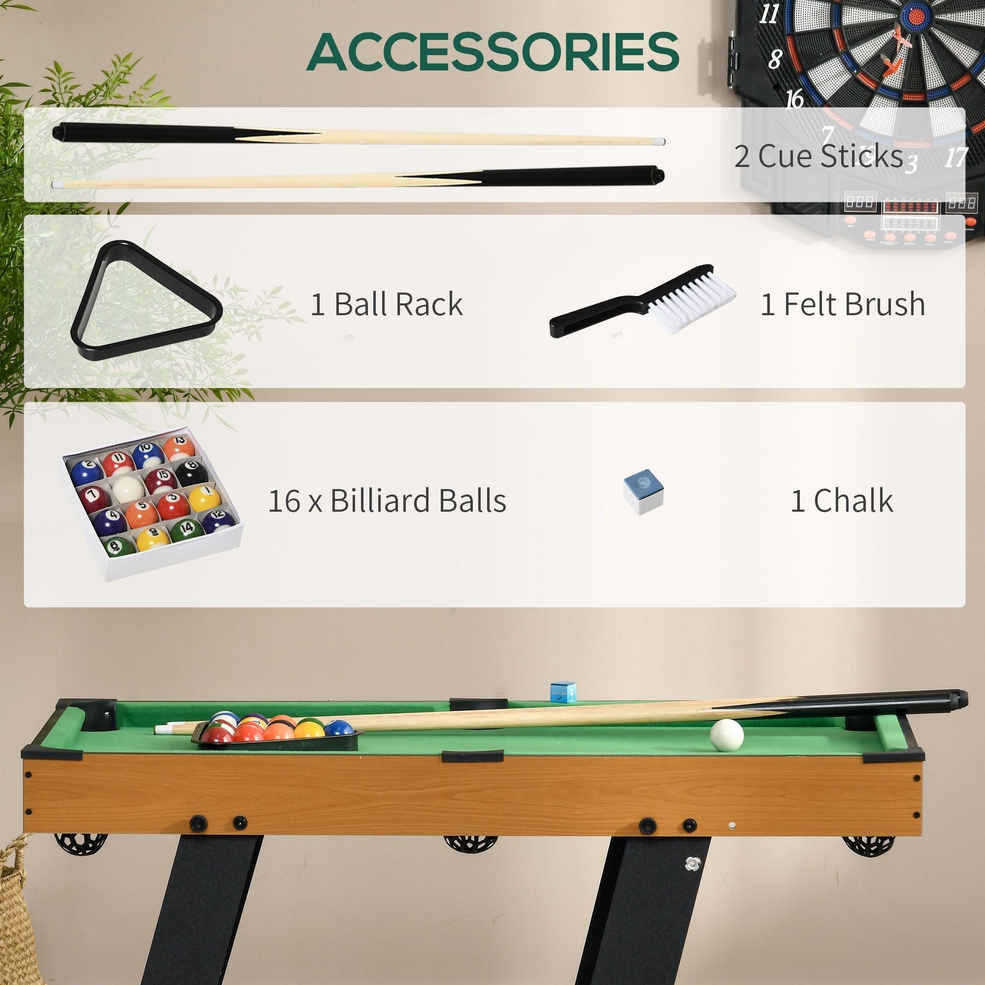 38" Foldable Billiards Tabletop Game, Pool Table Set, Fun for the Whole Family with Easy Folding for Storage, Balls, Cues, Chalk, Brush for Game Room, Man Cave Core Sports & Fitness