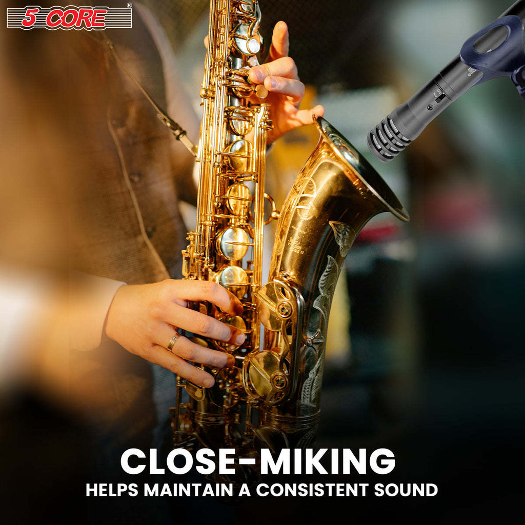 5 Core Instrument Microphone Cardioid Uni Directional Pickup • for Live Performances and Recording - INSTRU MIC 100 BLK