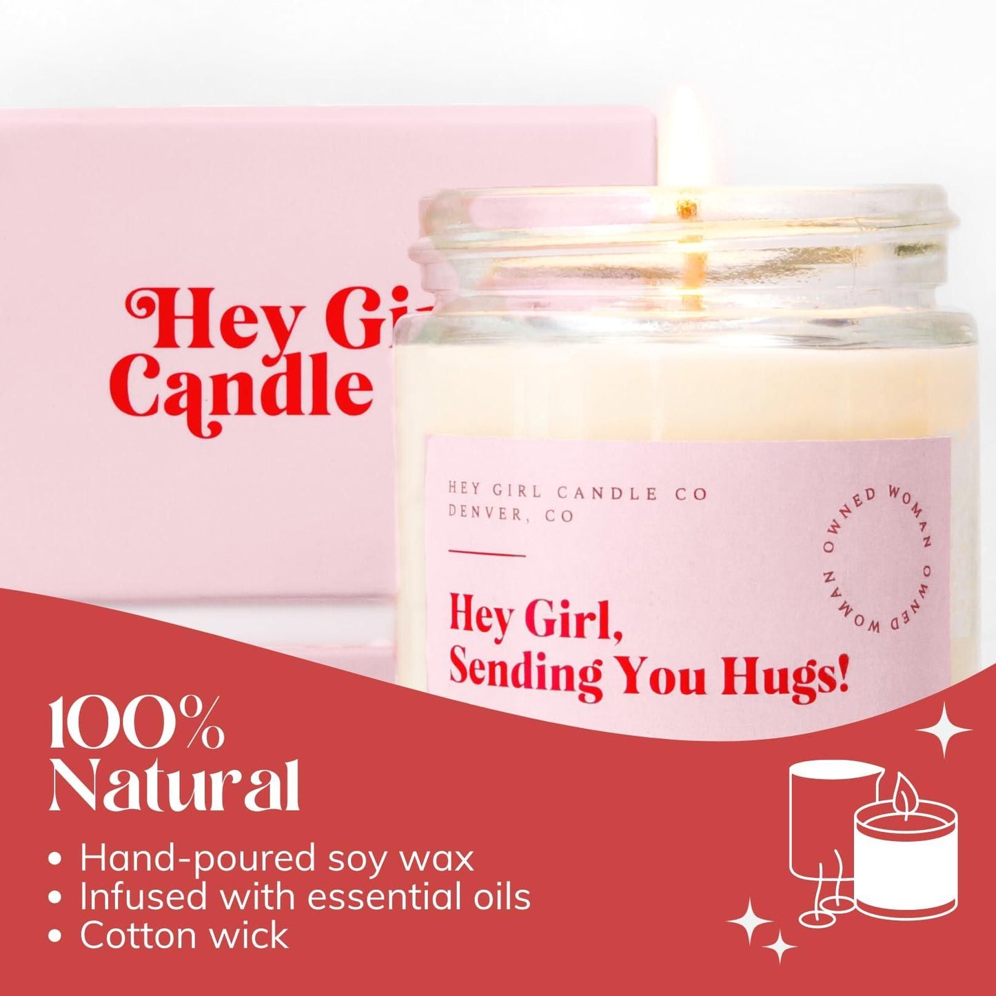 Hug in A Jar Candles Gifts for Women Thinking of You Gift Candles Sweet Fig Grapefruit 13 oz Long Lasting 60 80 Hour Burn Aromatherapy with Gift Box Mother's Day Gifts