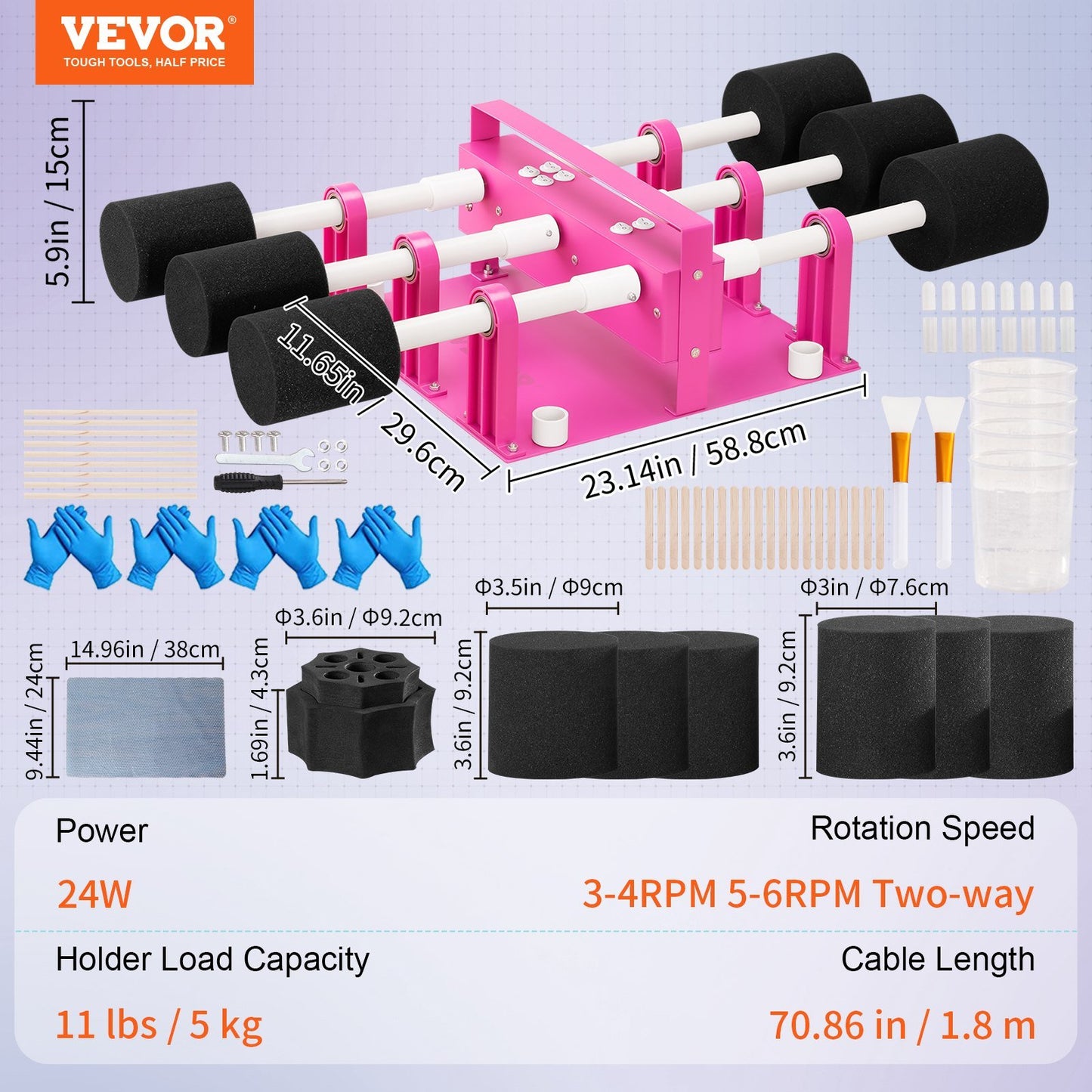 VEVOR 6 Cup Turner Multi Tumbler Spinner Six-Arm Crafts for Glitter Epoxy DIY