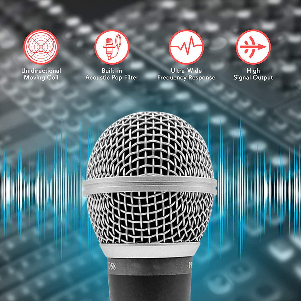 5 Core Premium Vocal Dynamic Cardioid Handheld Microphone Neodymium Magnet Unidirectional Mic; 16ft Detachable XLR Deluxe Cable to ? Audio Jack; Mic Clip; On/Off Switch for Karaoke Singing ND-58