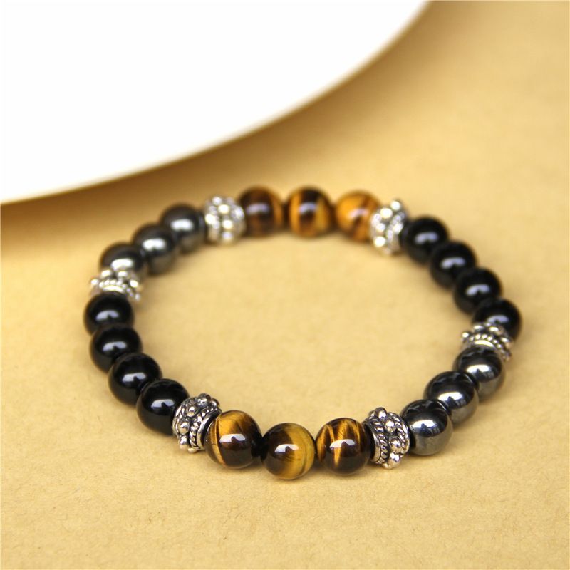 Natural Tiger Eye Bead Elastic Bracelet – Unisex Cnasti Strings and Thangs