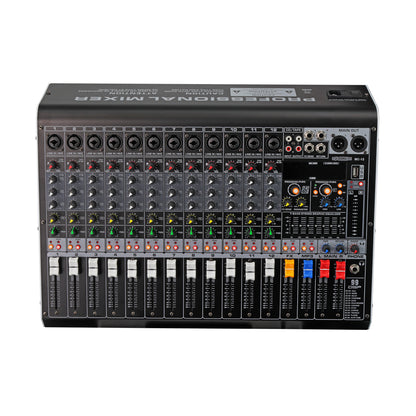 5 Core Audio Mixer 12 Channel DJ Equipment Digital Sound Board Karaoke XLR Mixers Professional Bluetooth USB Interface w Effects for Recording Music Studio PC Podcast Instrument Consola DJ - MX 12CH L